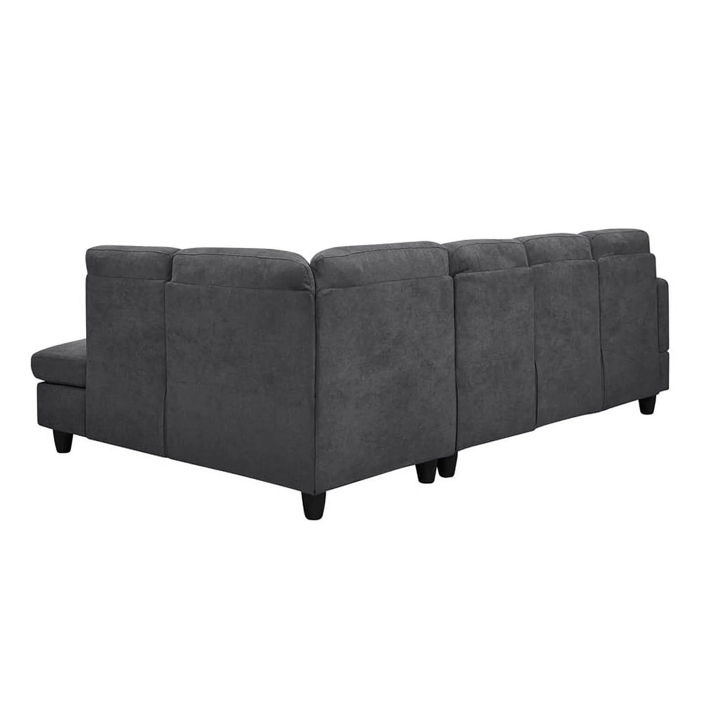 Dark Gray Polyester Fabric Sofa & Chaise S706