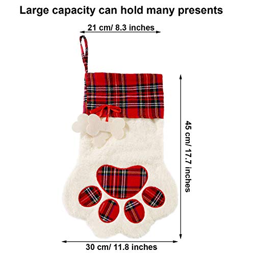 2 Pieces 17.7 Inch Christmas Pet Stockings Buffalo Plaid V6359