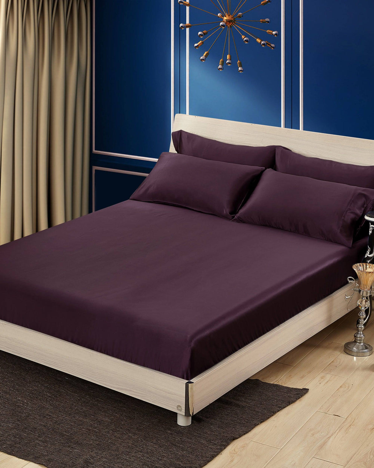 100% 19 Momme Silk Sheets Cal.King Deep Purple W544