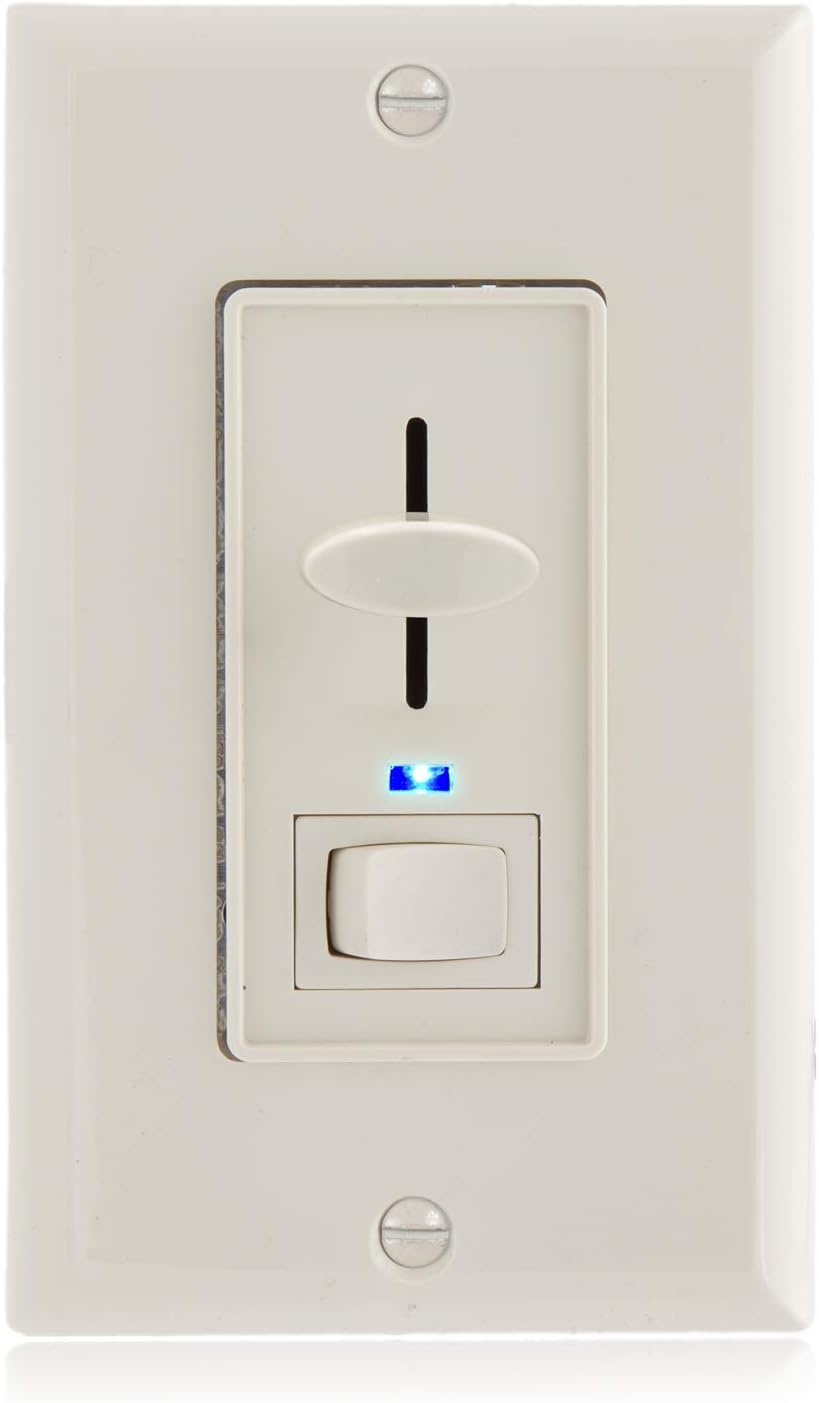 Dimmer Light Switch with Blue Indicator Light, LED Compatible, 3-Way/Single Pole, 600 Watt D883