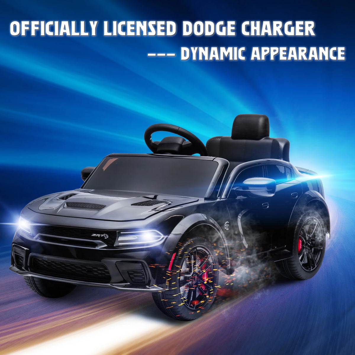 12V Battery Powered Ride On Car with Parent Remote Control, Black G450756