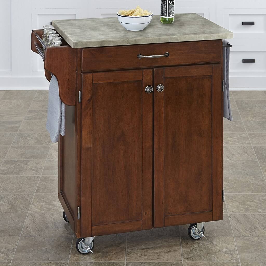 Cherry Kitchen Cart with Concrete Top P979