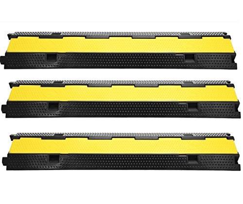 Black Rubber Cable Protector Ramp 3 Pack Dual Channel G3756