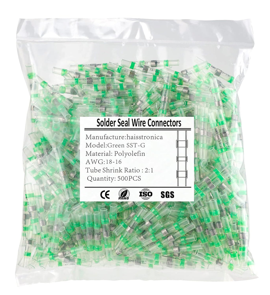 500PCS Green Solder Seal Wire Connectors AWG18-16 V573293