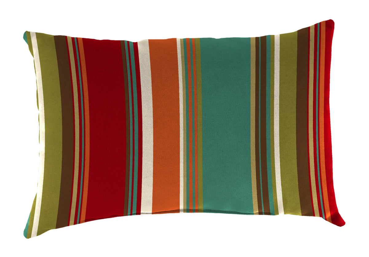 Teal Multicolor Stripe Rectangular Outdoor Lumbar Throw Pillow F320
