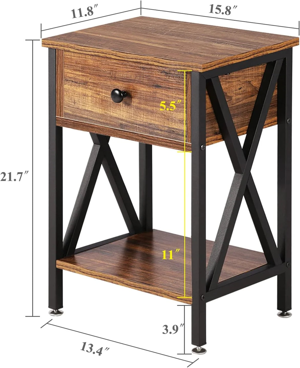 Brown 3-piece Coffee Table Set with Shelf and 2 Nightstands R6595