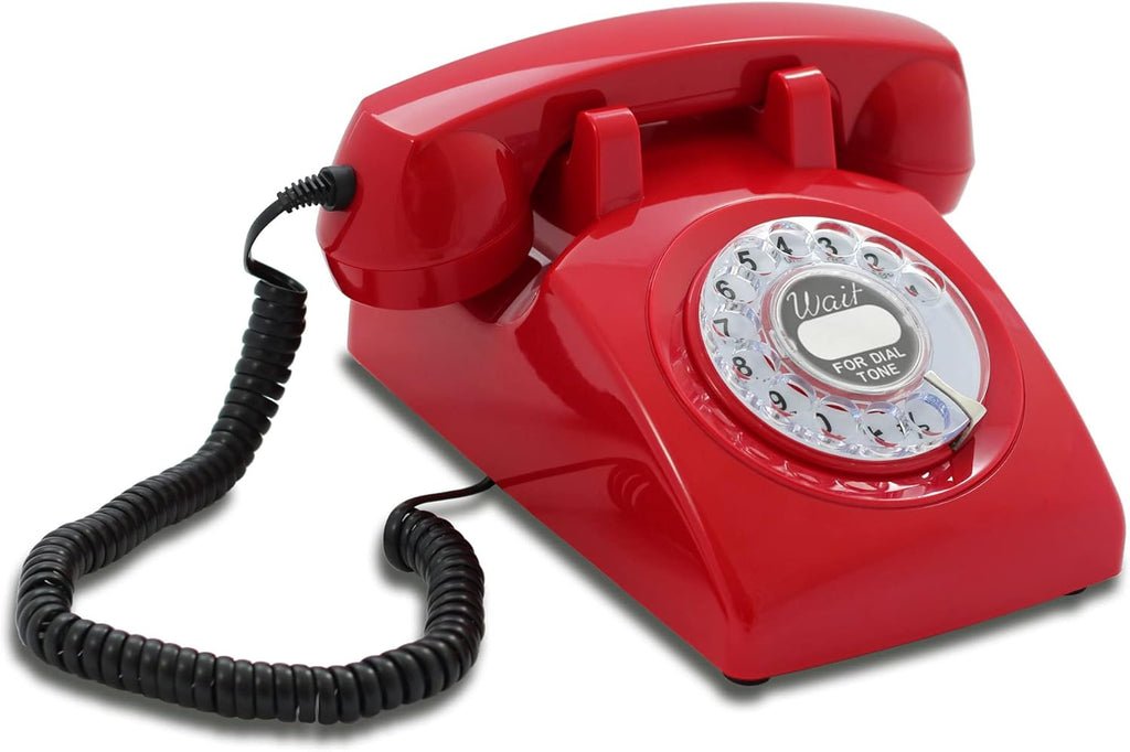 White Rotary Retro Phone with Classic United States Rotary Dial Inlay Pack of 2 G70081