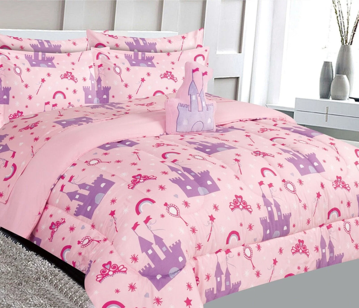 Kids 8 Pieces Super Soft Full Size Bedding Comforter and Sheet Set S72568
