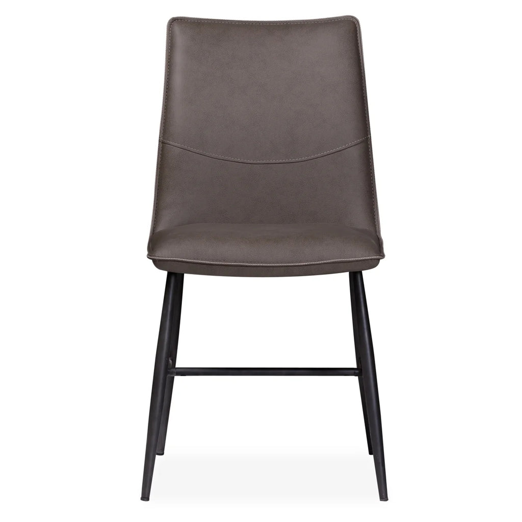 Leather Upholstered Metal Chair Set of 2 Latte Brown and Black F147