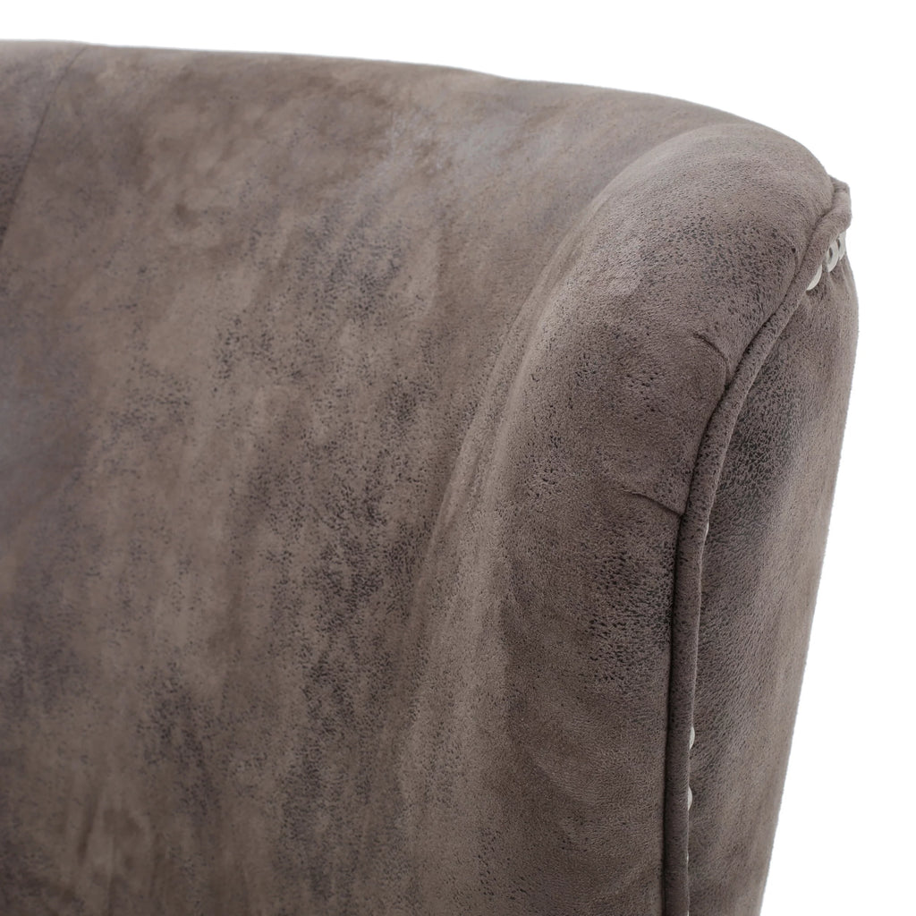 Gray Brown Microfiber Wingback Club Chair with Nailhead Trim J144