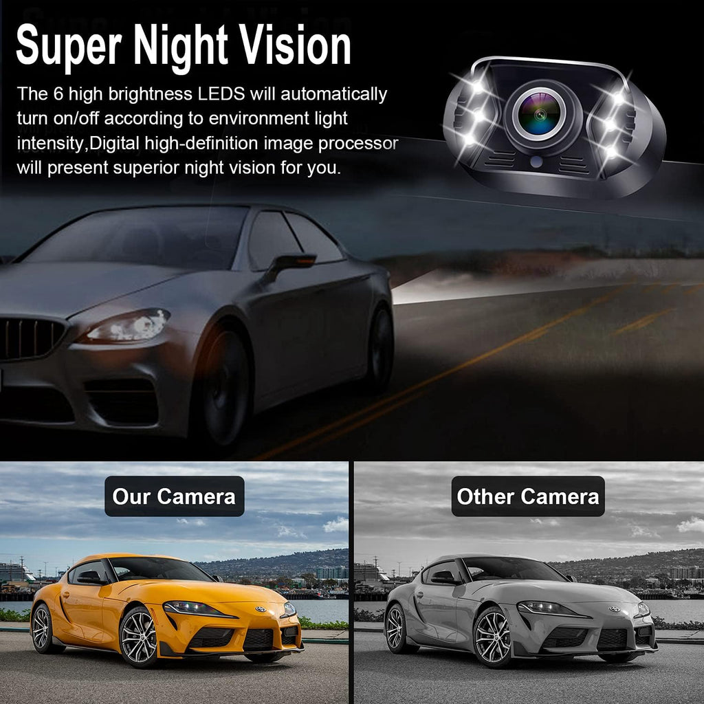 Backup Camera Rear View Monitor Kit HD 1080P Waterproof Night Vision X380183