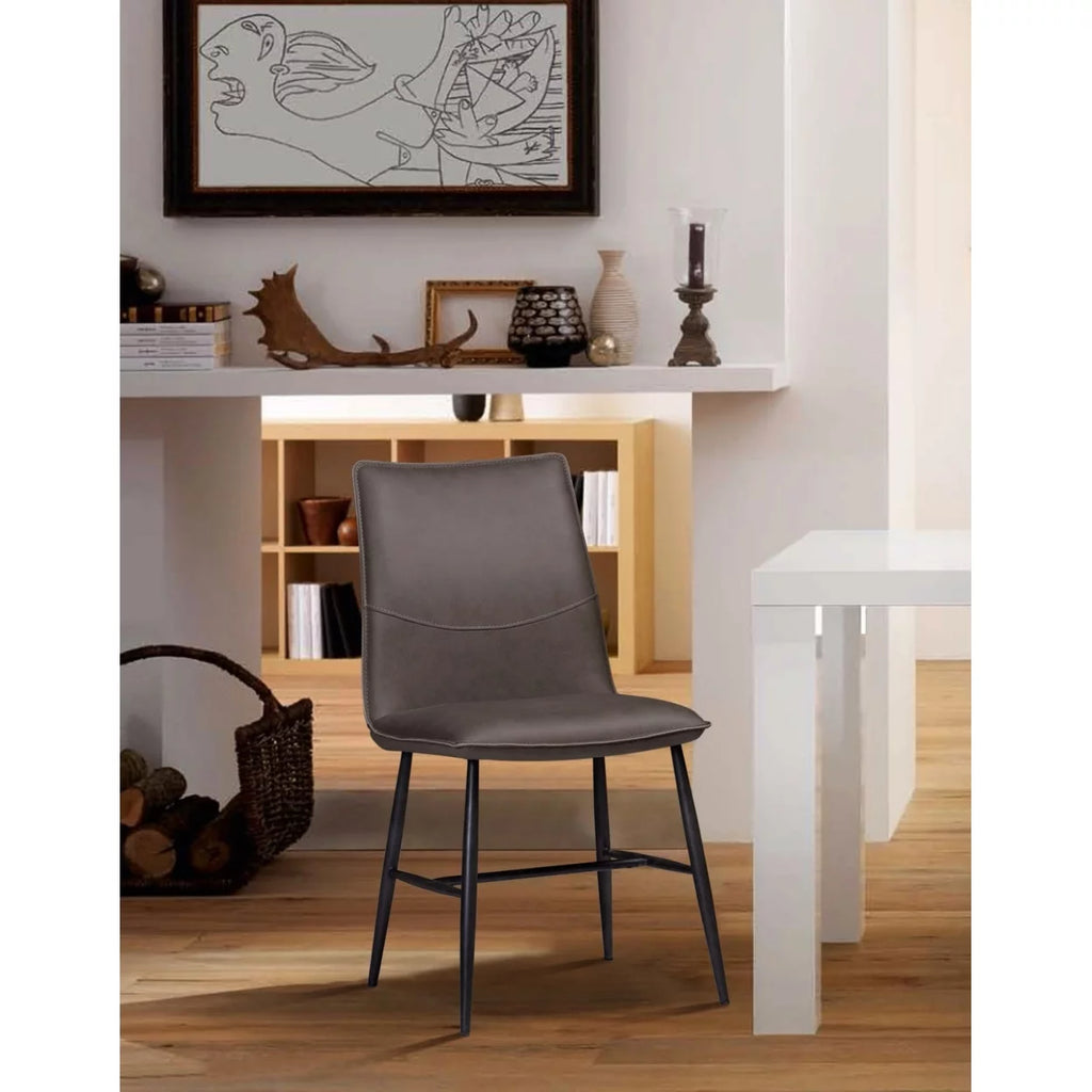 Leather Upholstered Metal Chair Set of 2 Latte Brown and Black F147