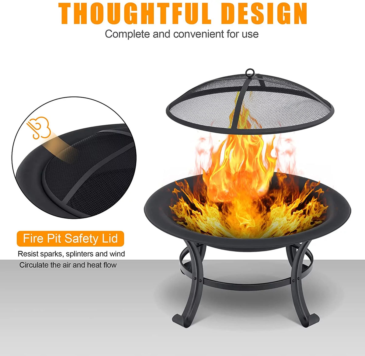 Black Metal Fire Pit R304742