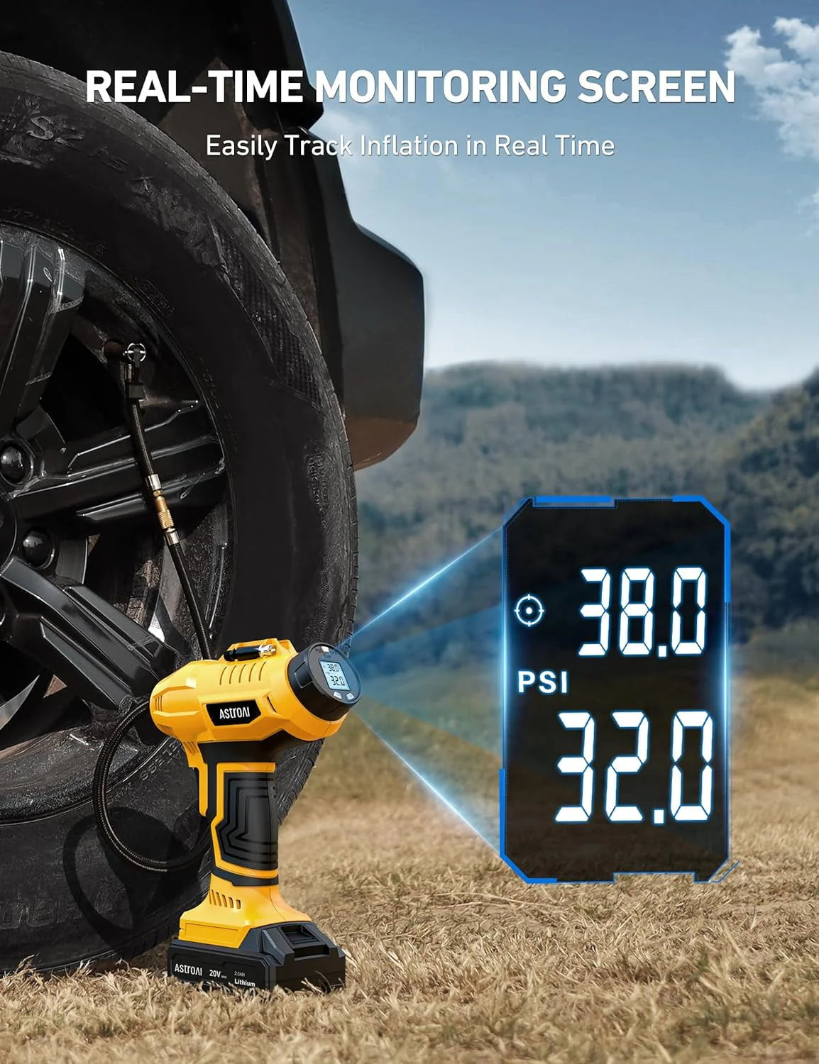 Cordless 160 PSI Car Tire Inflator B2432