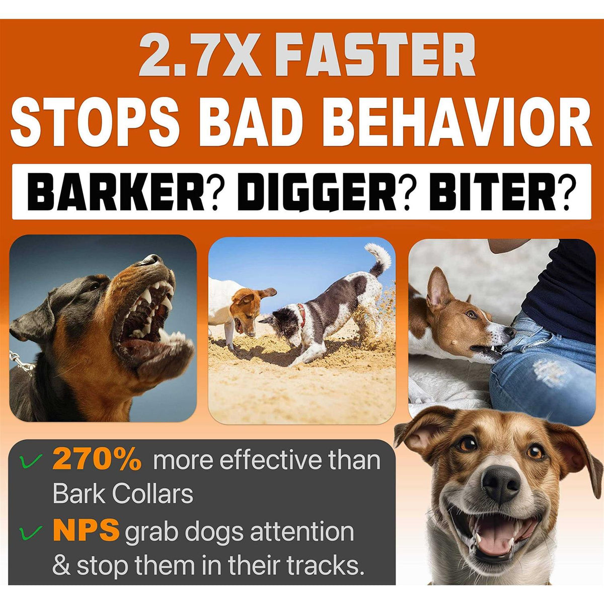 Dog Bark Deterrent Devices with 3X Sonic Emitters 50ft Range C687143