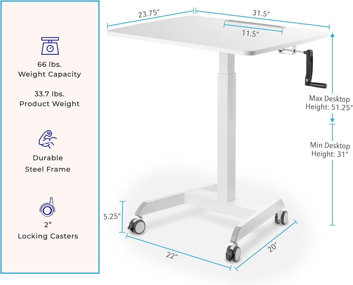 White 31in Portable Standing Desk N411