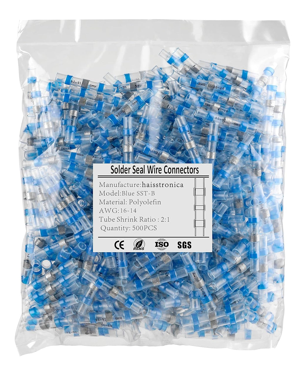 500PCS Green Solder Seal Wire Connectors AWG18-16 V573293