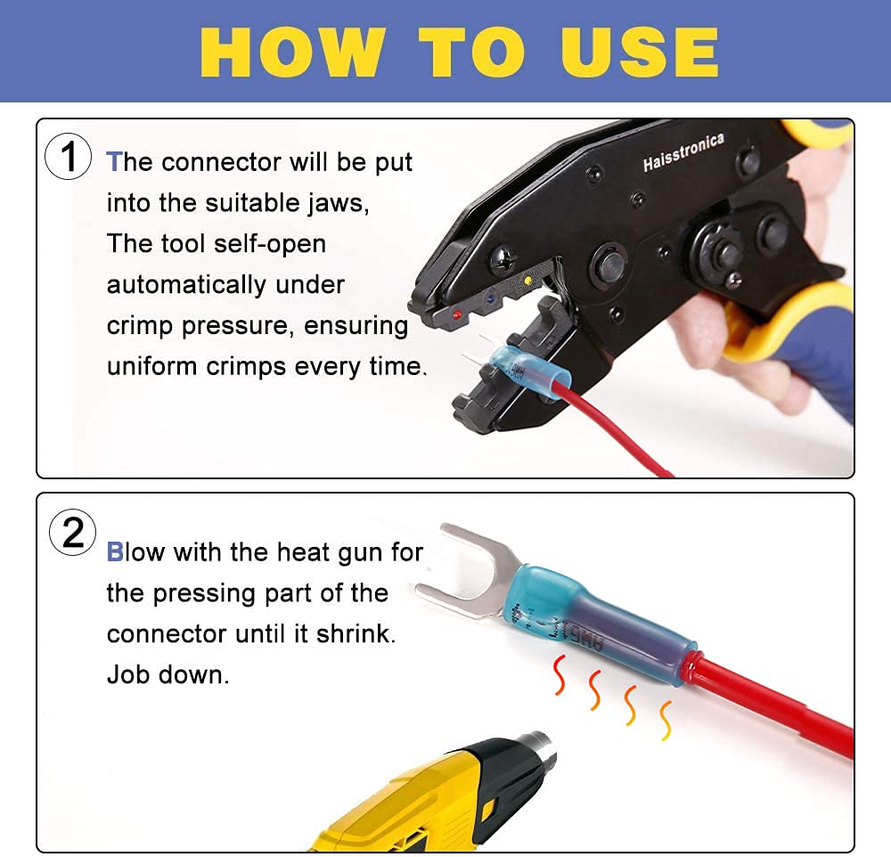 Crimping Tool for Heat Shrink Connectors with 280 PCS Marine Grade Connectors B238