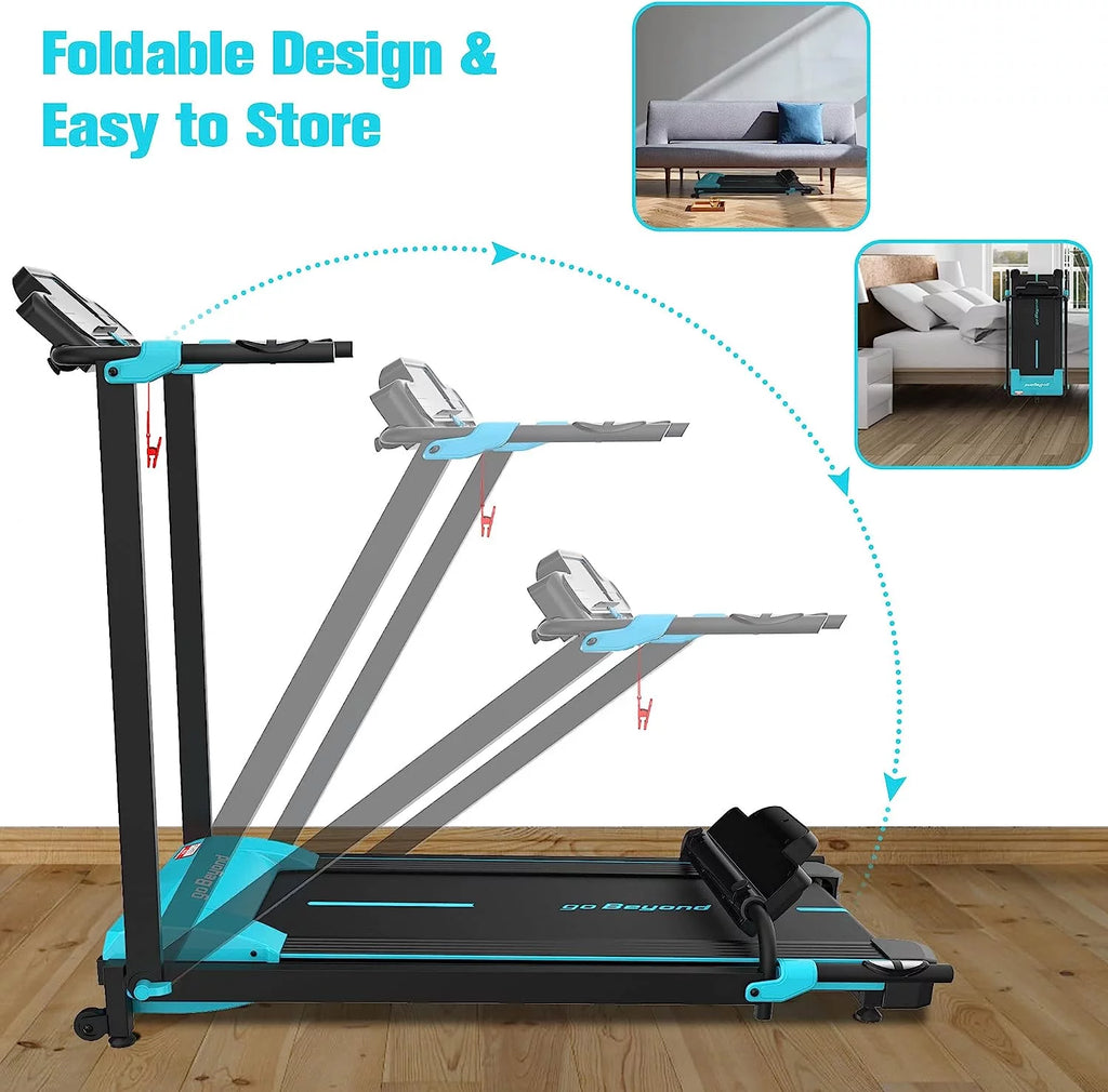 Blue Folding Treadmill with LED Display W2782