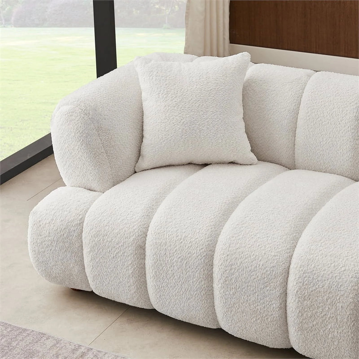 Cream Boucle Fabric Couch N285308