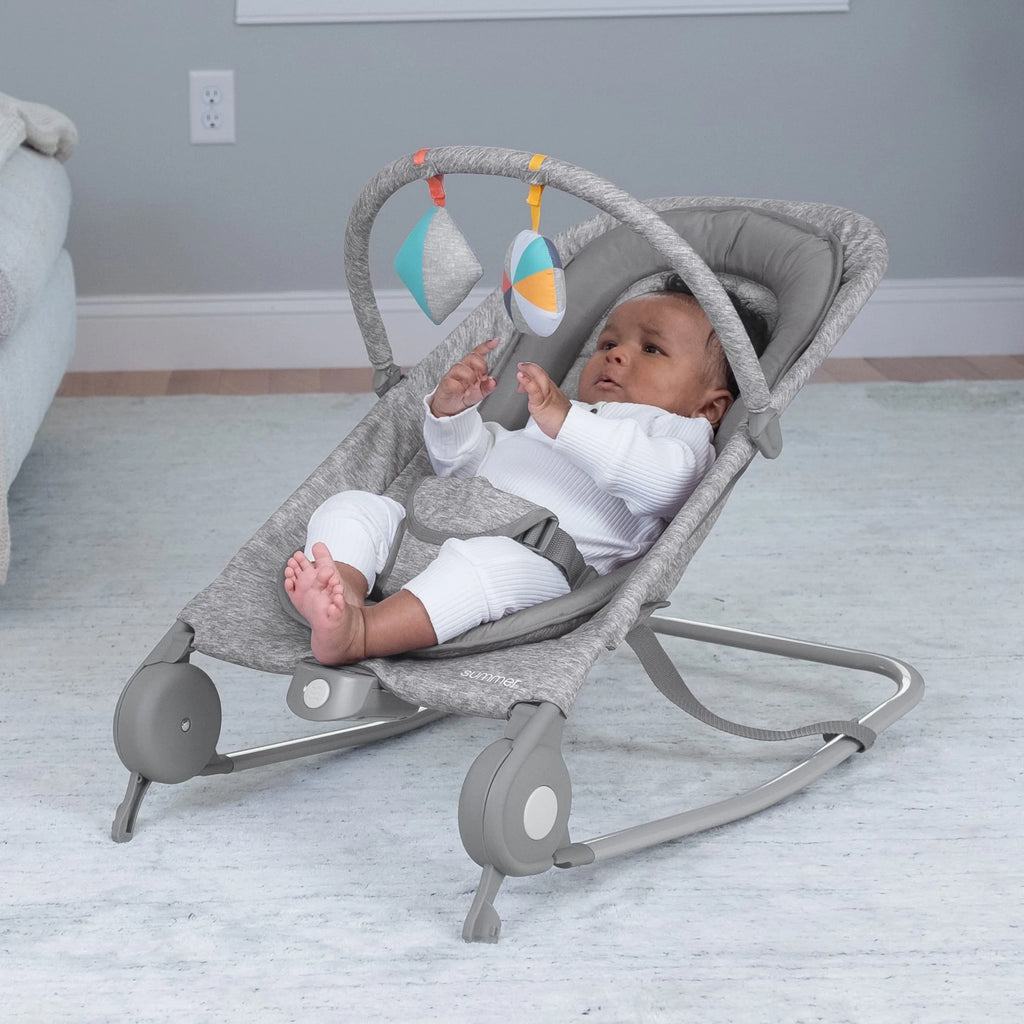 2-in-1 Baby Bouncer & Rocker, Light Gray Tweed T775430