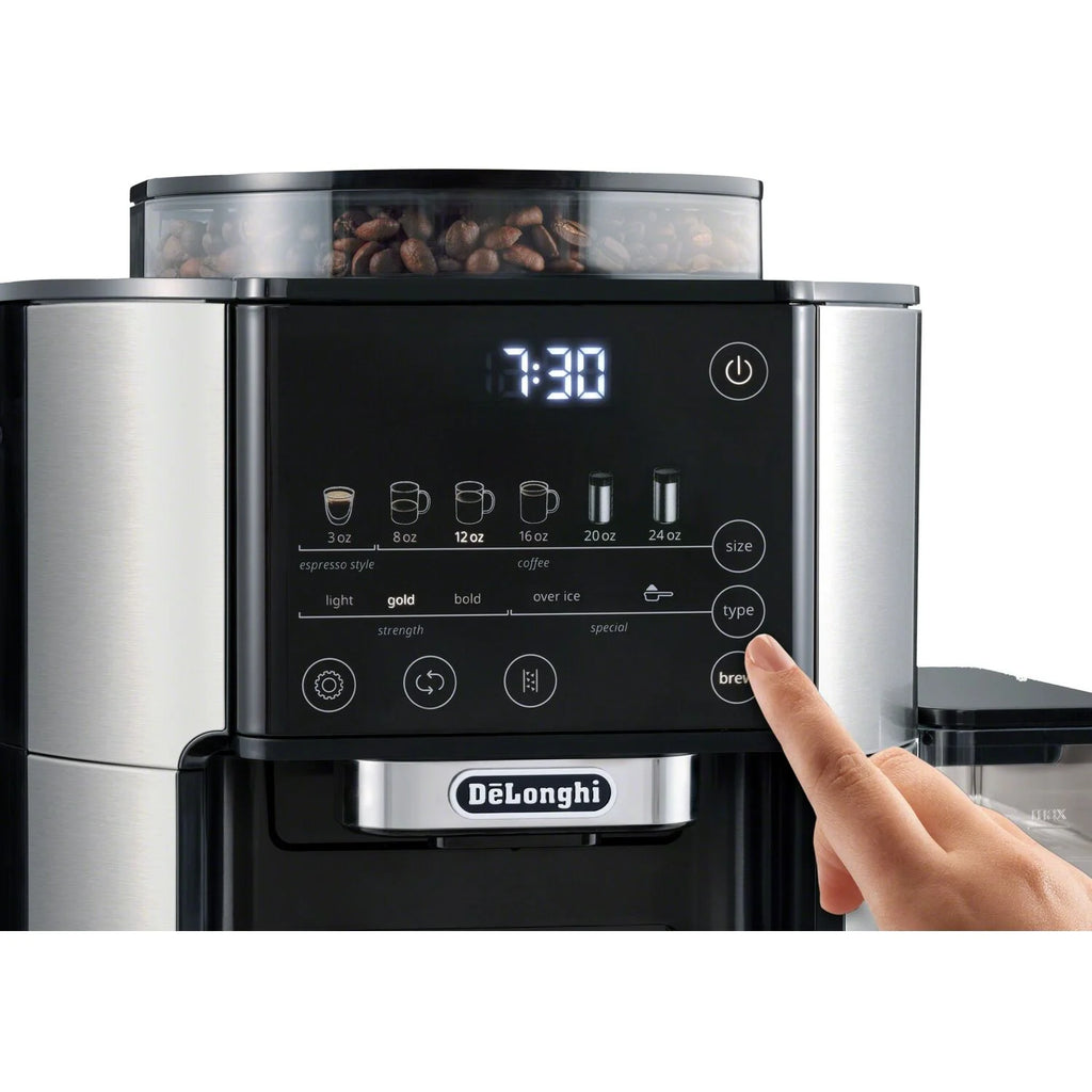 Automatic Single-Serve Drip Coffee Maker with Built-In Grinder, Stainless Steel D532005
