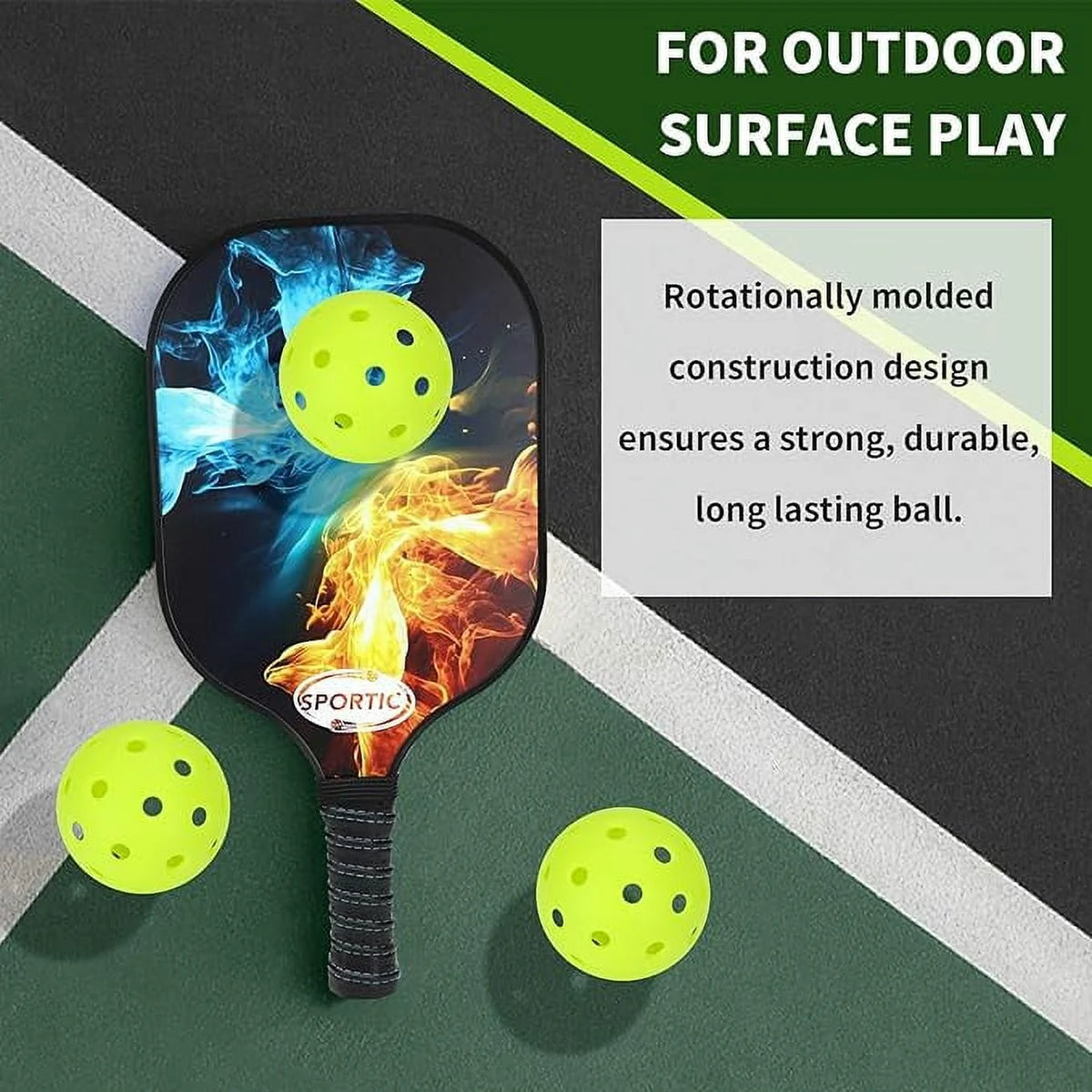 30PC Pickleballs 40 Holes Outdoor Indoor Green S62009