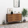 Rustic Brown 6 Drawer Wood Dresser Q407