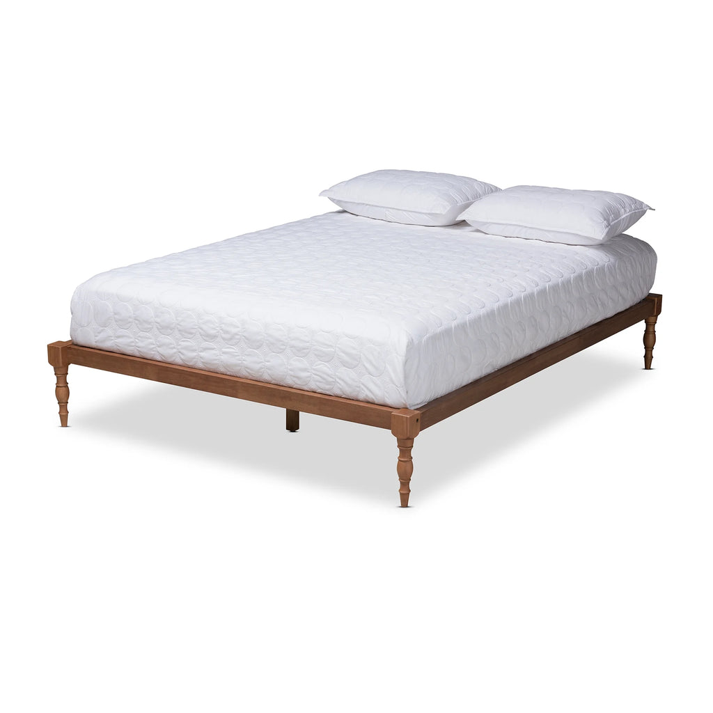 Walnut Brown Wood Queen Size Platform Bed Frame R662807
