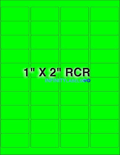 Fluorescent Green Paper 300 Sheets 2 x 1 Laser Labels F491
