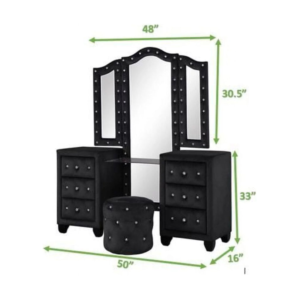 Queen 4 Pc Upholstery Bedroom Set Wood Black M892525