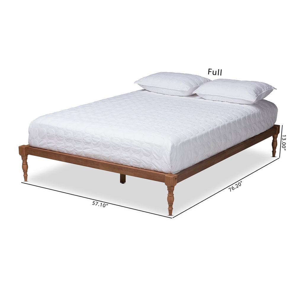 Walnut Brown Wood Queen Size Platform Bed Frame R662807