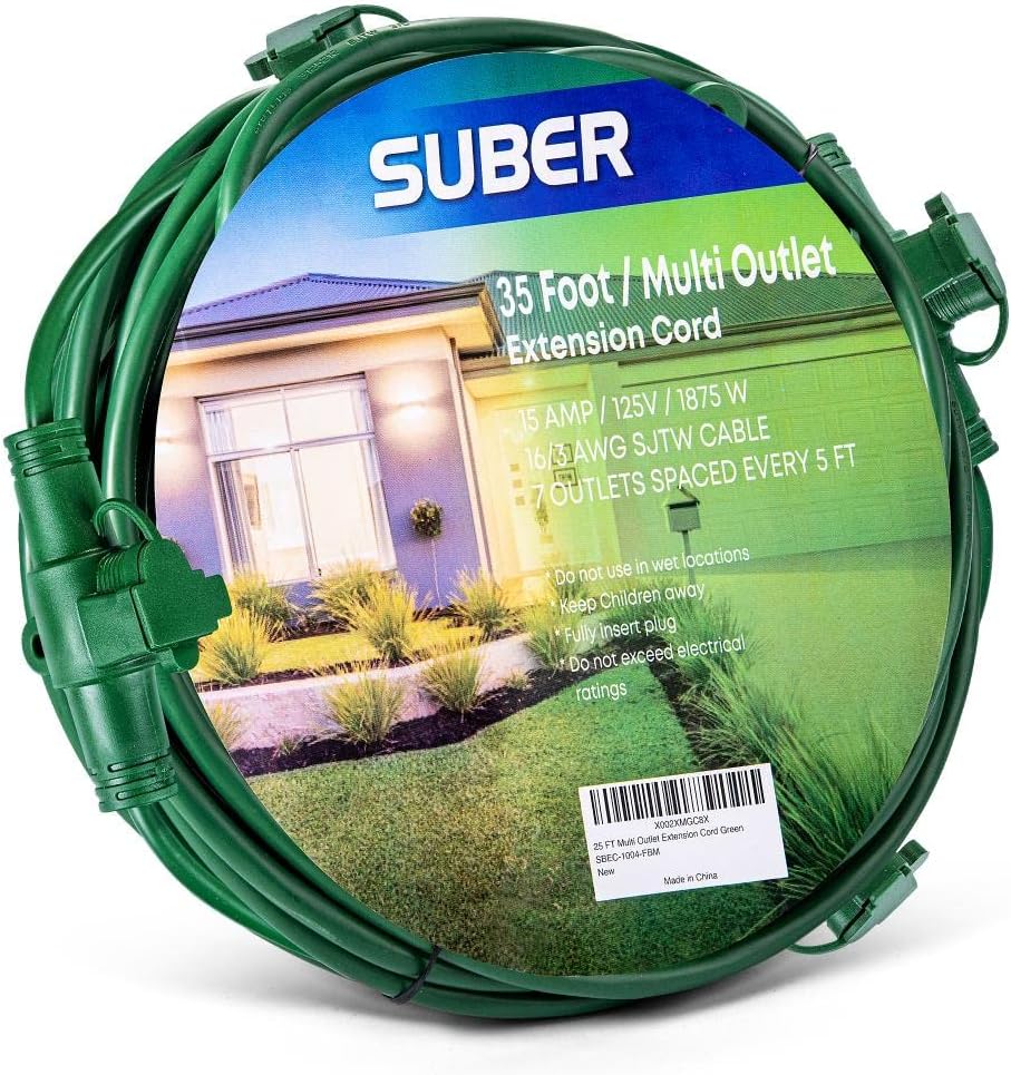 Outdoor Extension Cord with 7 Outlet Taps 35 Feet K14787