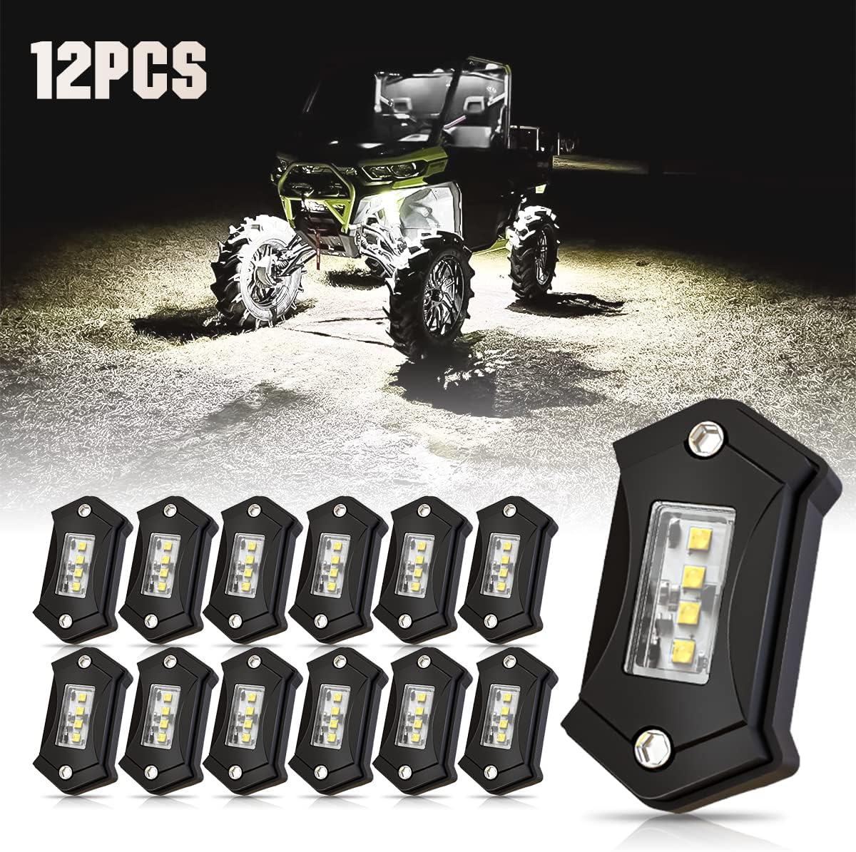 White 12PCS LED Rock Lights D63976