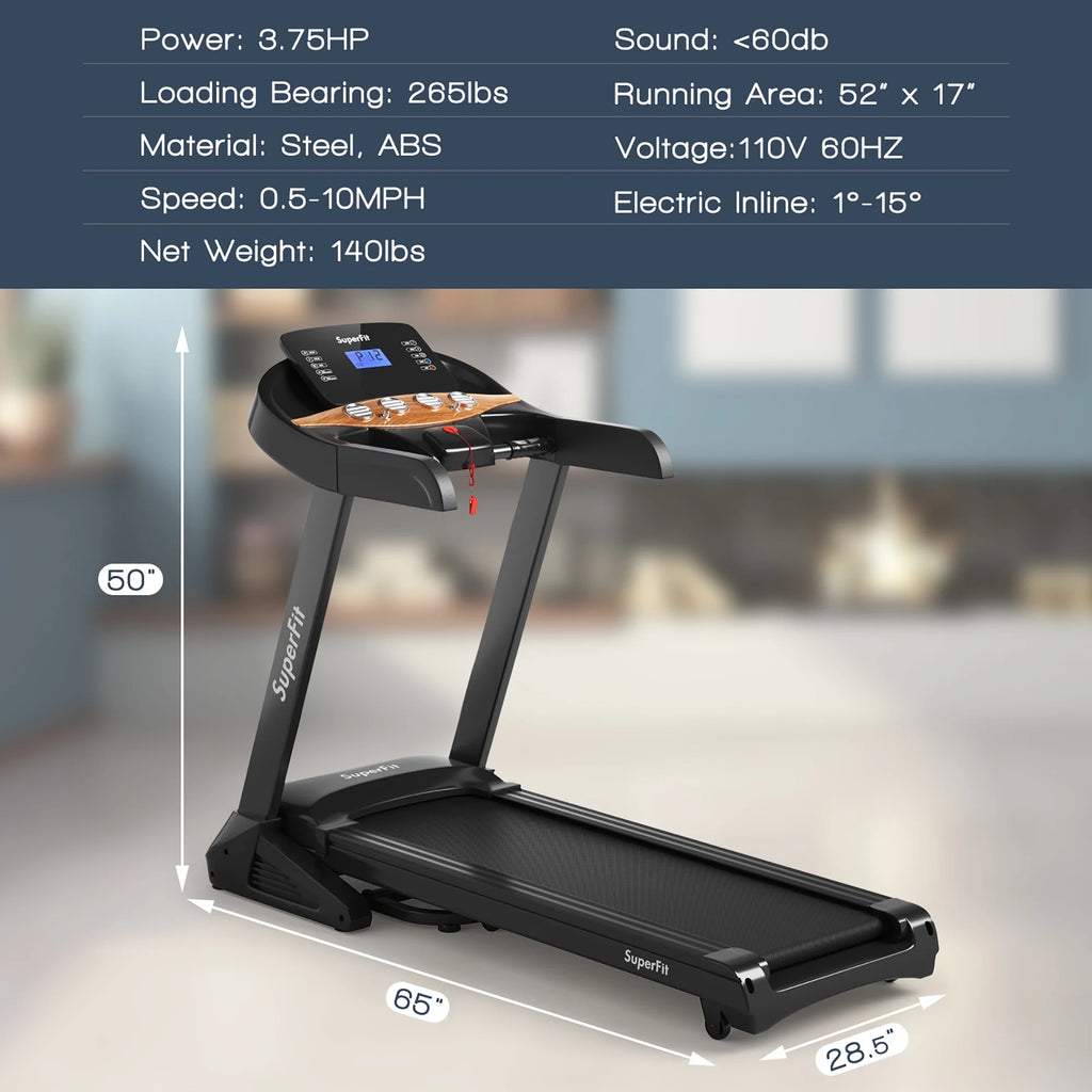 3.75HP Electric Folding Treadmill with Auto Incline D13423