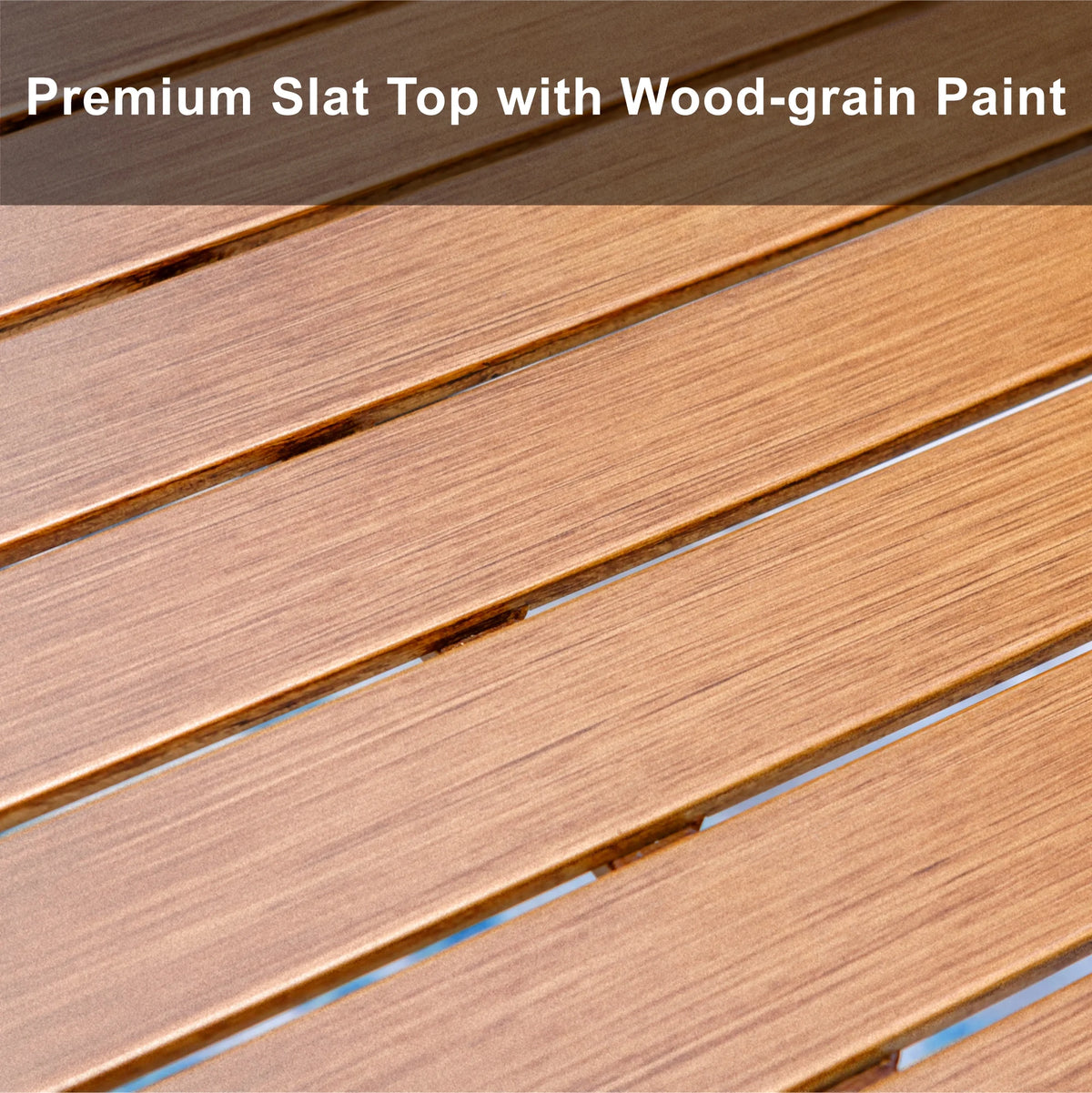 Rectangle Outdoor Dining Table Steel Frame Wood Grain Top L791