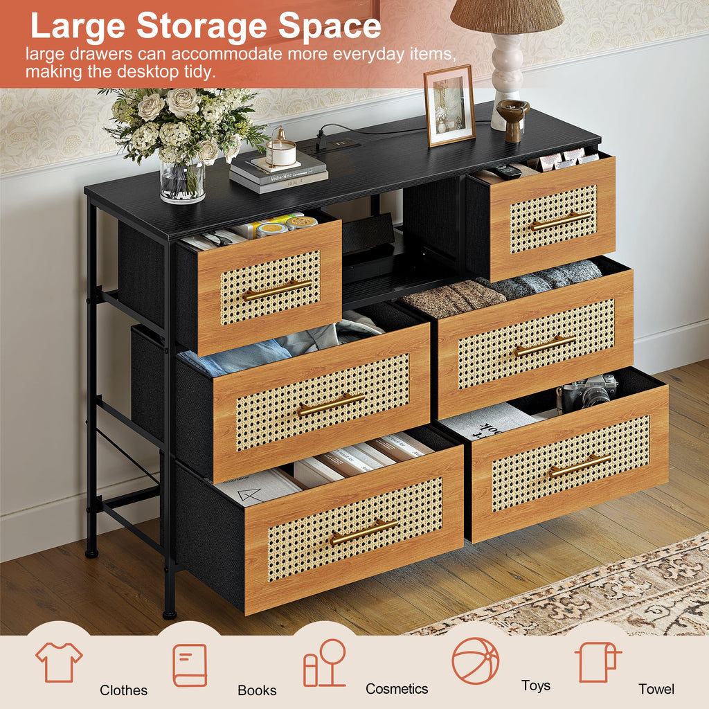 Rattan 6 Drawer Dresser M837077