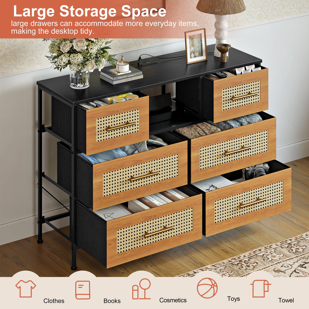 Rattan 6 Drawer Dresser M837077