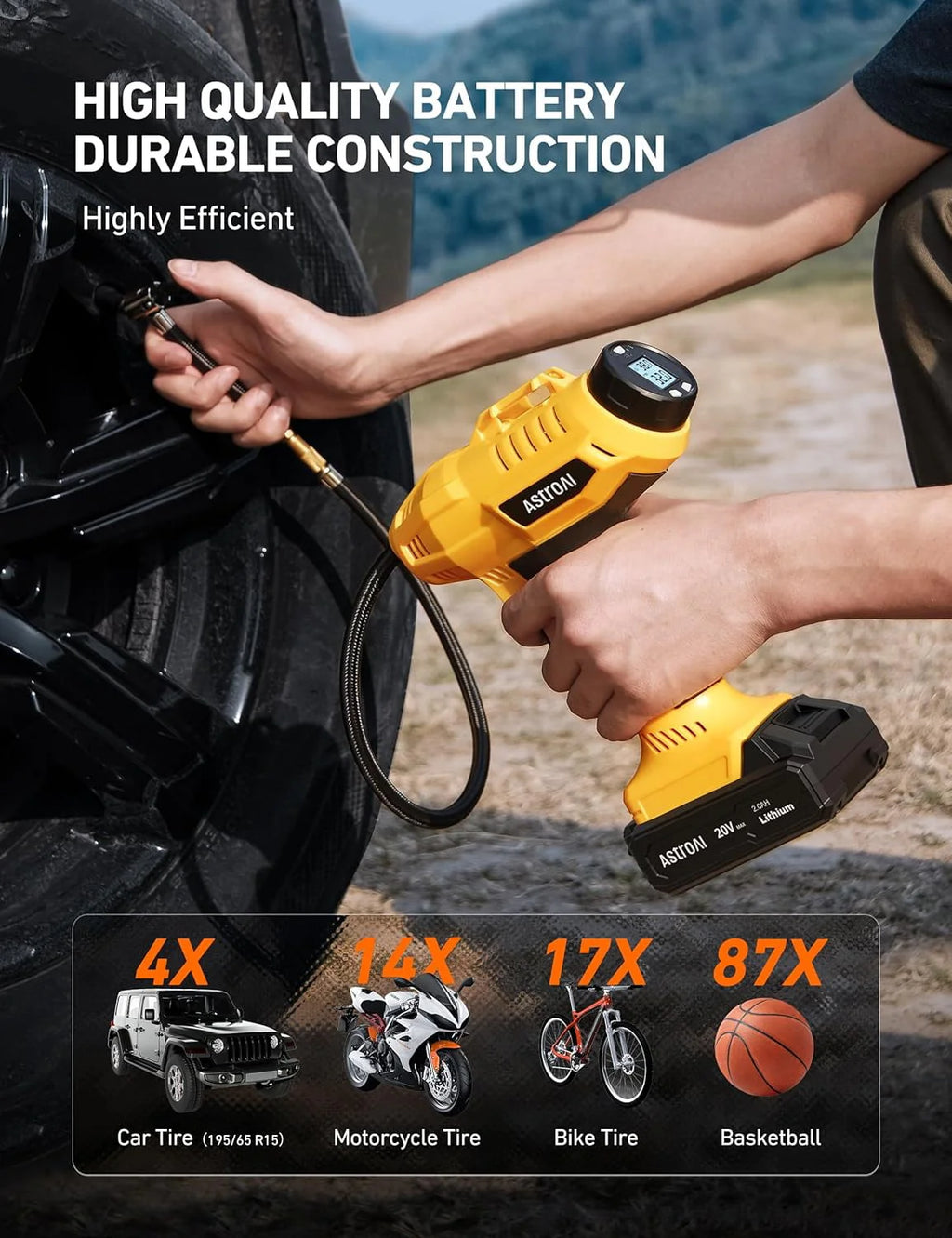 Cordless 160 PSI Car Tire Inflator B2432