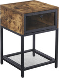 Rustic Brown and Black Storage Cabinet Nightstand G4602