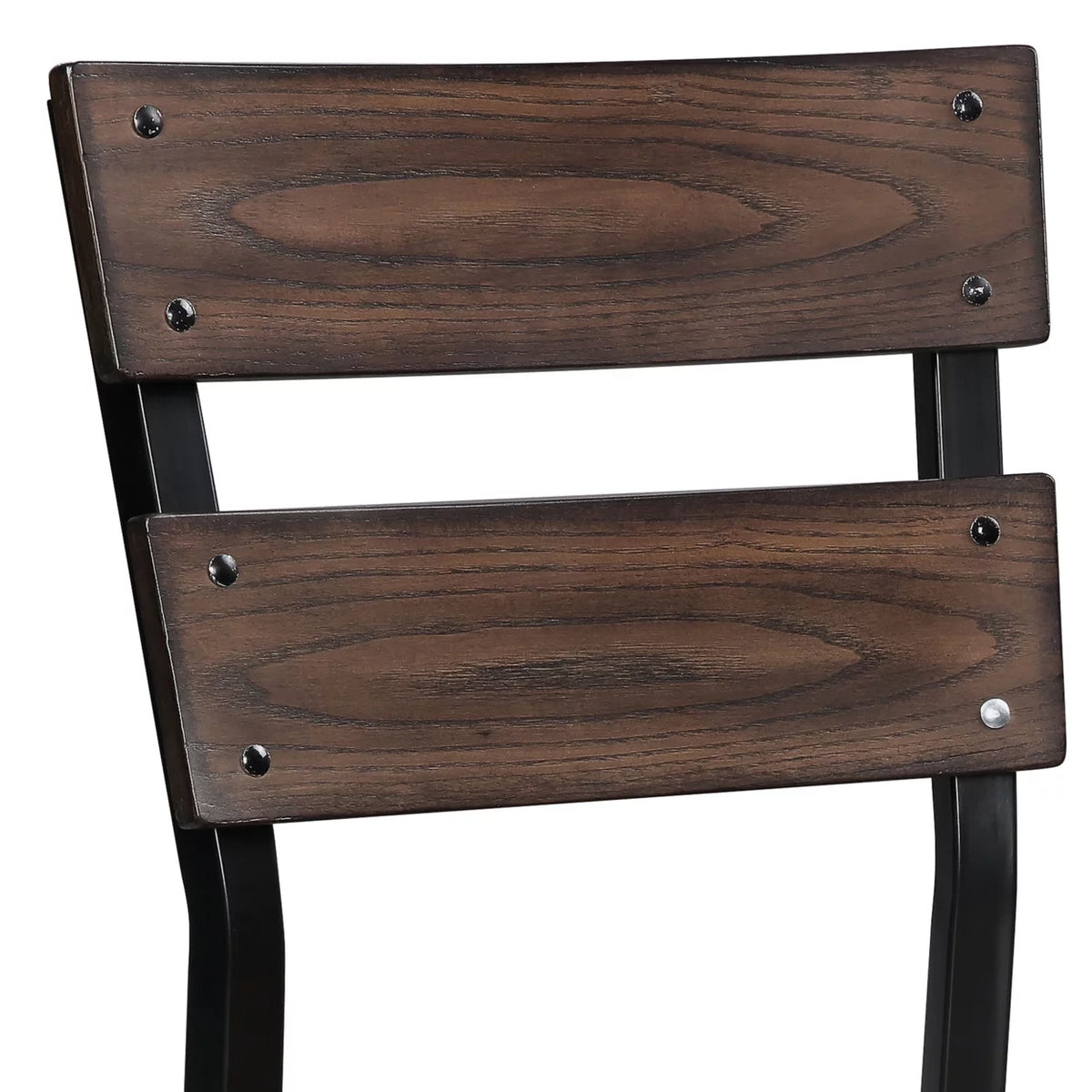 Wood and Metal Dining Side Chairs, Set of 2, Brown and Black U1181