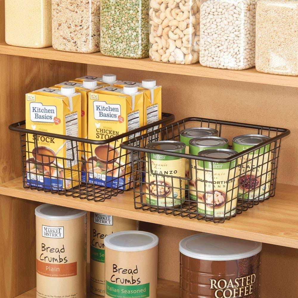 Metal Wire Food Storage Organizer Bin Basket with Handles M1040