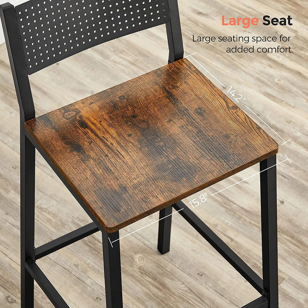 Set of 2 Bar Stools with Backrest V639913