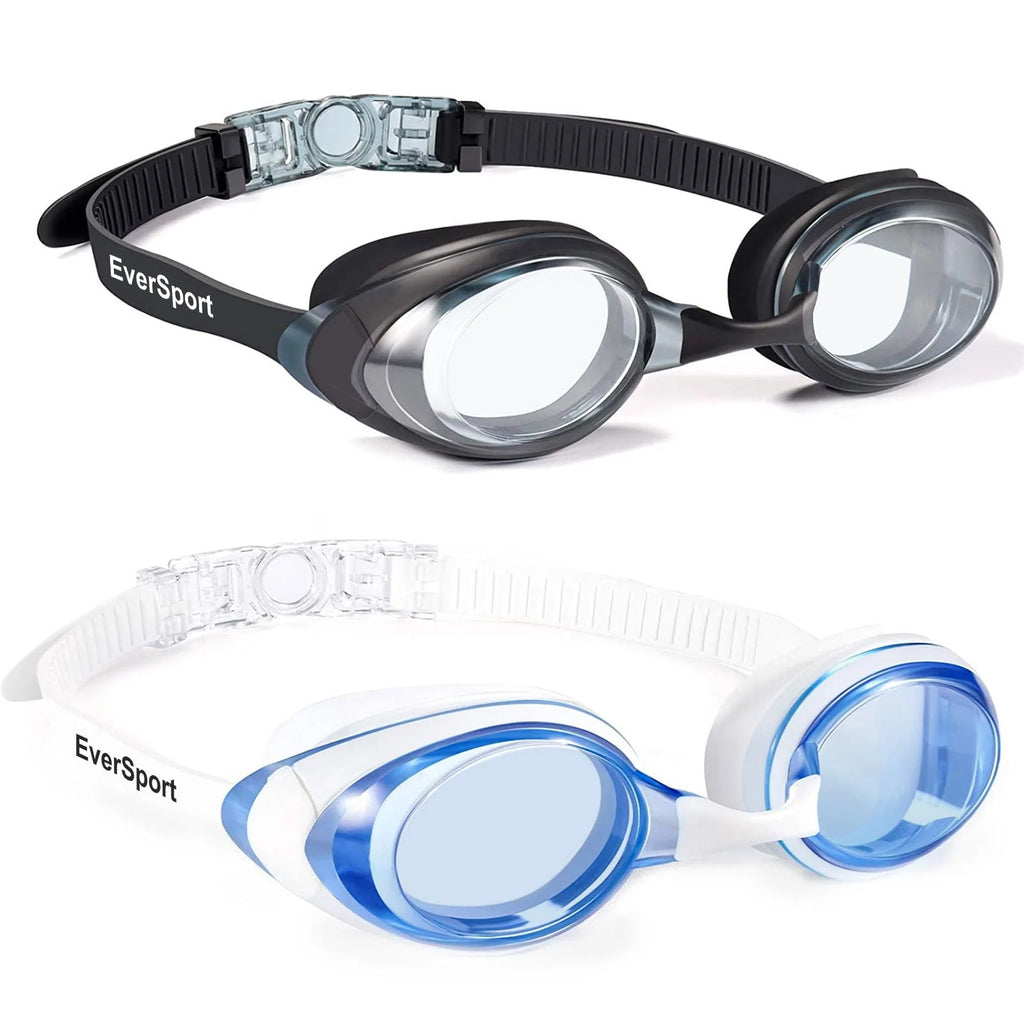 2pack Anti-Fog No Leak Swim Goggles with 3 Nose Pieces V89667