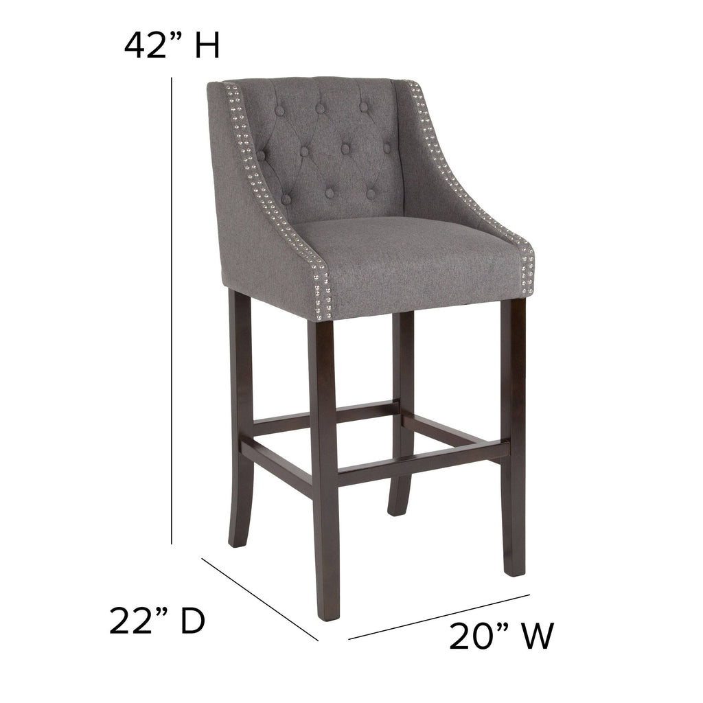 Brown Tufted Fabric Barstool A81301