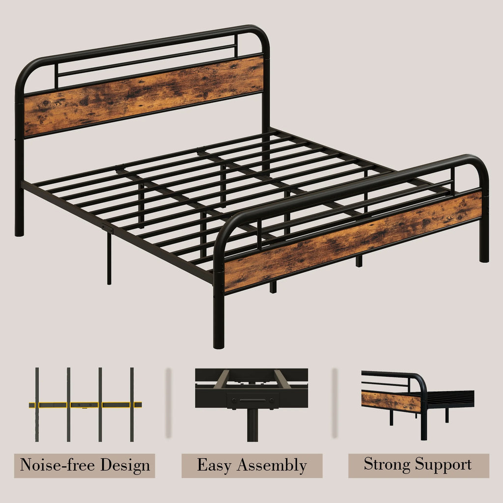 King Platform Bed Frame with Headboard O838