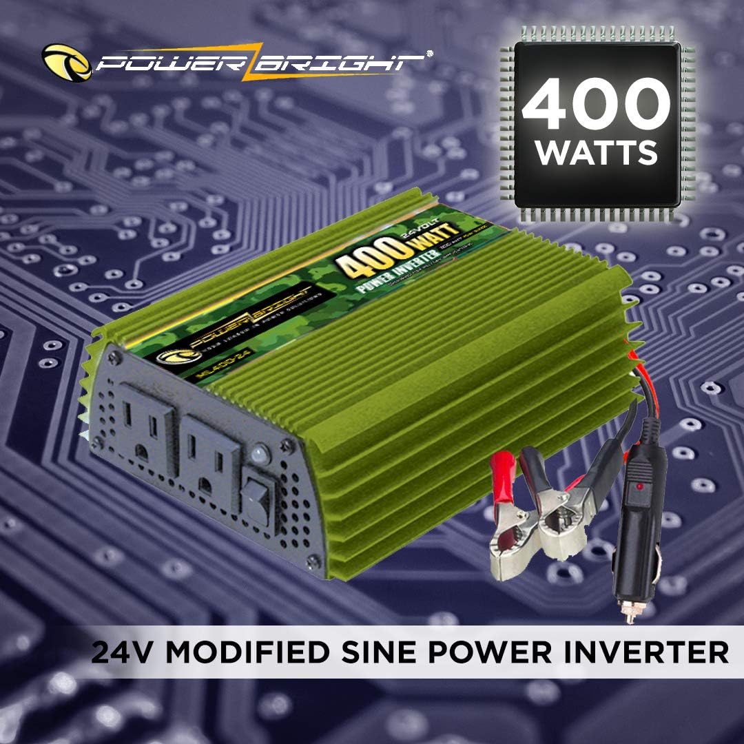 400 Watt 24V Modified Sine Wave Power Inverter with Dual 110V AC Outlets D52914