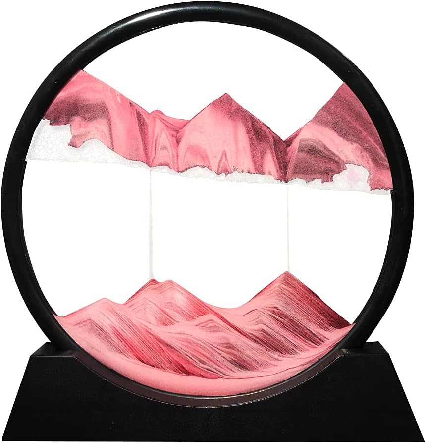 Moving Sand Art Picture Round Glass 3D Deep Sea (Green, 7 Inch) C81816