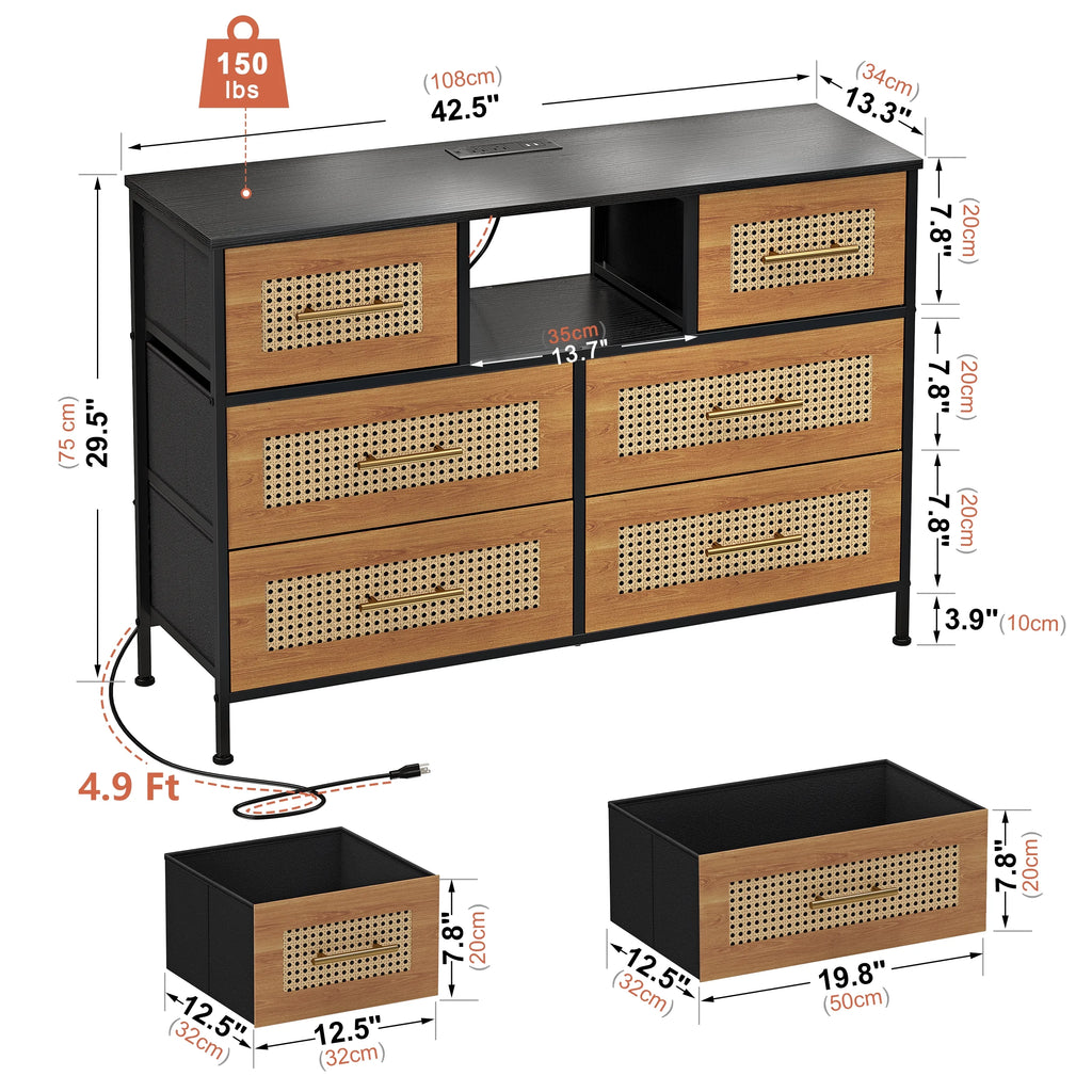 Rattan 6 Drawer Dresser M837077