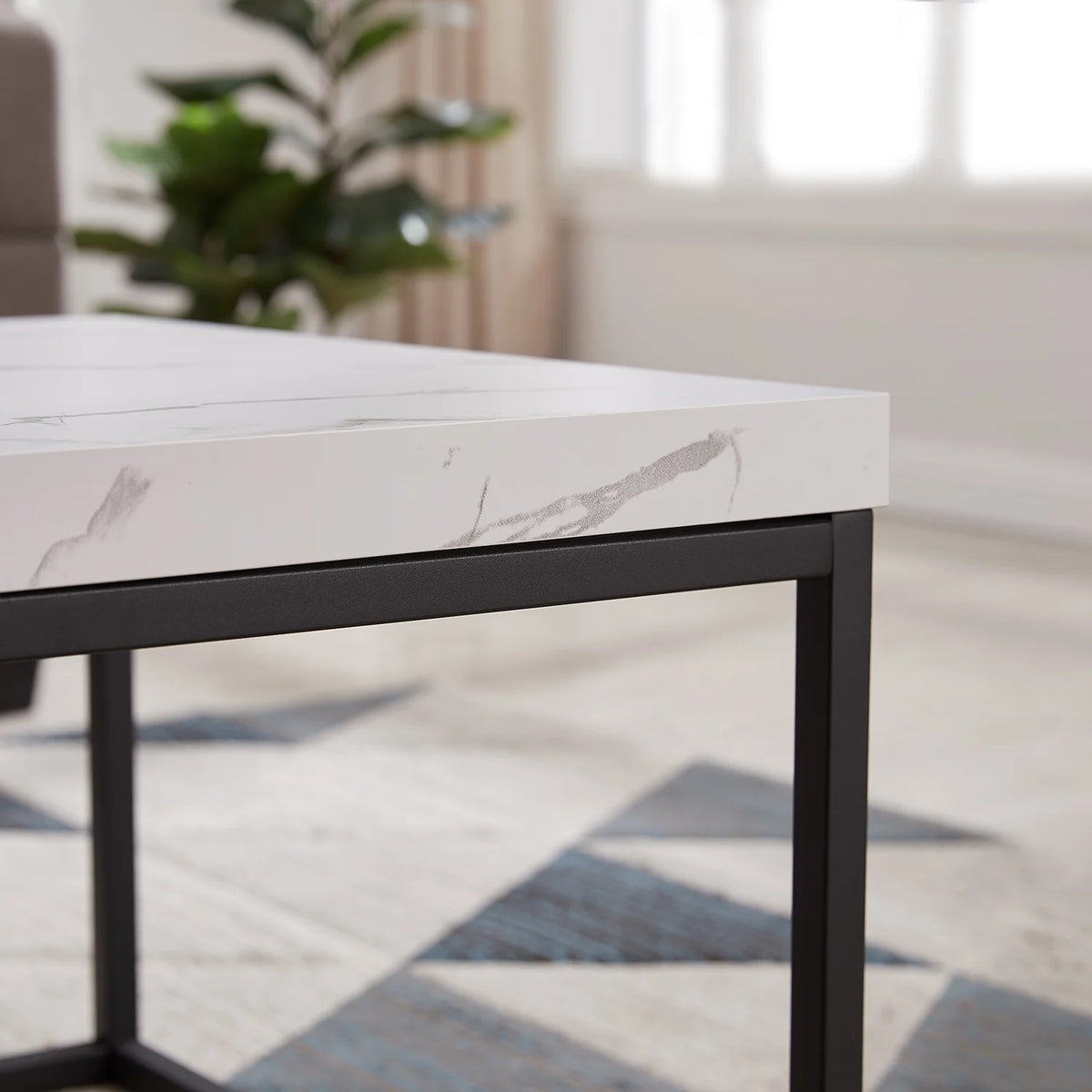 Marble Wood and Metal Side Table P569470